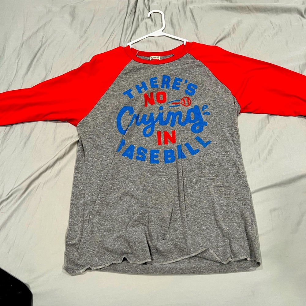 Homage 3/4 Sleeve “There’s no crying in baseball” Large TShirt